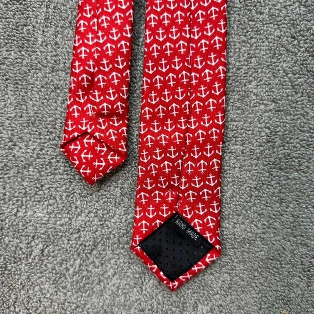Narragansett Beer Hi-Neighbor Anchor Tie Red White Nautical Brewery Mens Tie